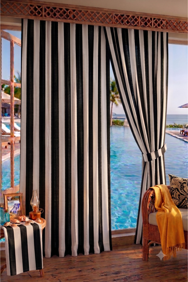Line Pattern Background Curtain 1 Panel Decorative Digital Printed Premium Living Room Kitchen Living Room Bedroom Window Curtain