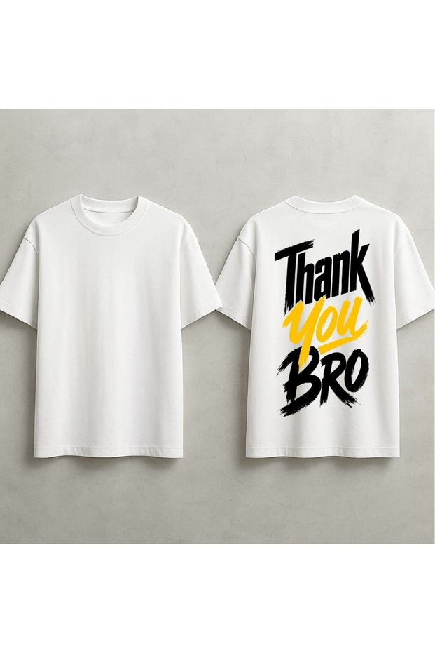 Thank You Bro Printed Oversize T-Shirt