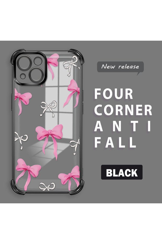 iPhone 13 Compatible Transparent Back Panel Four-Corner Reinforced Impact Protection Glossy Edge Silicone Case