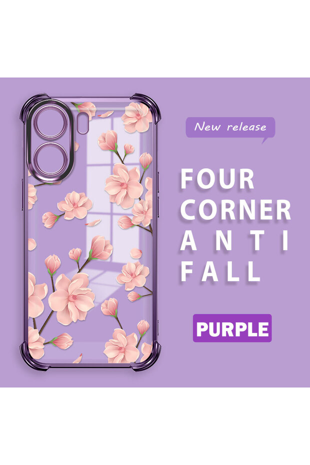 Xiaomi Poco C65 Compatible Transparent Back Four-Corner Reinforced Impact Protection Silicone Case