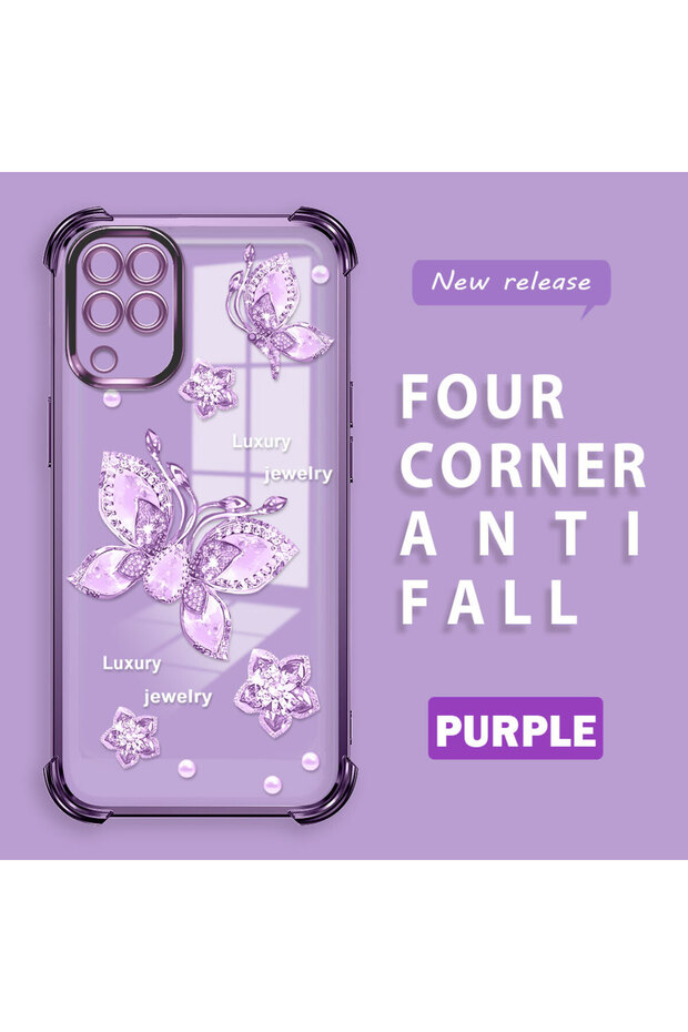 Samsung Galaxy M12/A12 Compatible Transparent Back Four Corners Reinforced Impact Protection Silicone Case