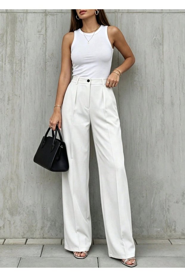 Women's high waist pleated wide leg palazzo pants