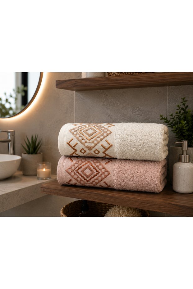 Hand and Face Towel 2 Pieces Cotton 50X90 cm