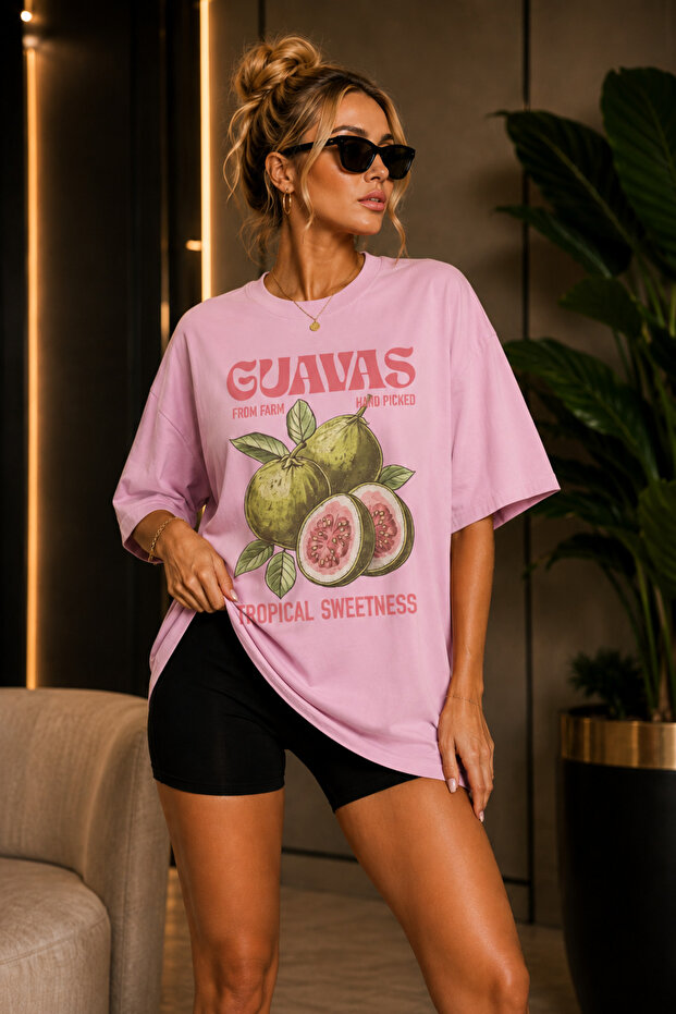 Premium Guavas Printed Oversize Women's T-Shirt Cotton Oversize T-Shirt