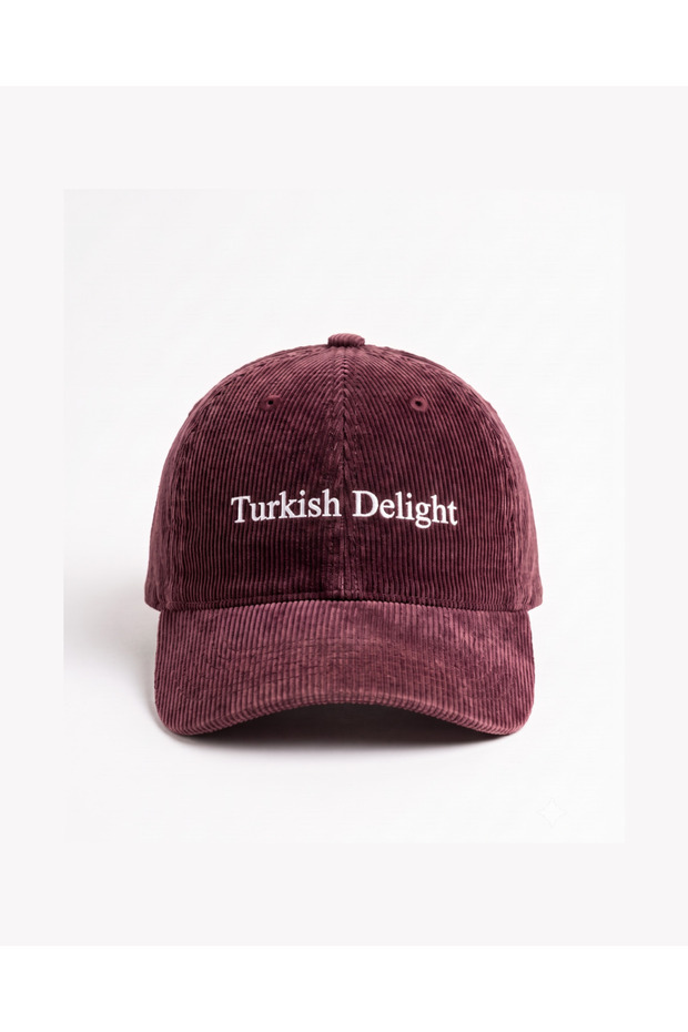 Turkish Delight White Embroidery Printed Burgundy Premium Velvet Hat