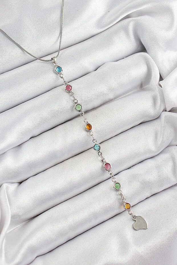 Brass Silver Color Mixed Color Zircon Stone Y Women Necklace