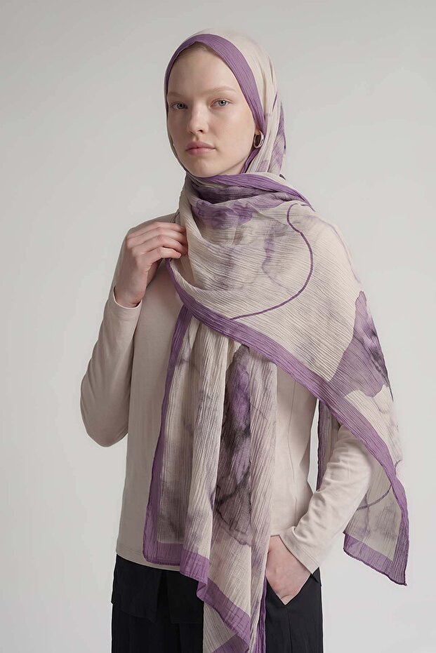 Lilac Pastel Paint Pattern Muslin Shawl