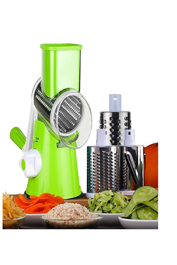 مفرمة خضروات يدوية متعددة الوظائف، أخضر، مع 3 شفرات، موديل MC-46067