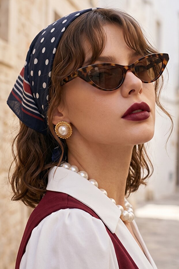 وشاح باندانا منقط باللونين الأسود والأحمر مقاس 50x50