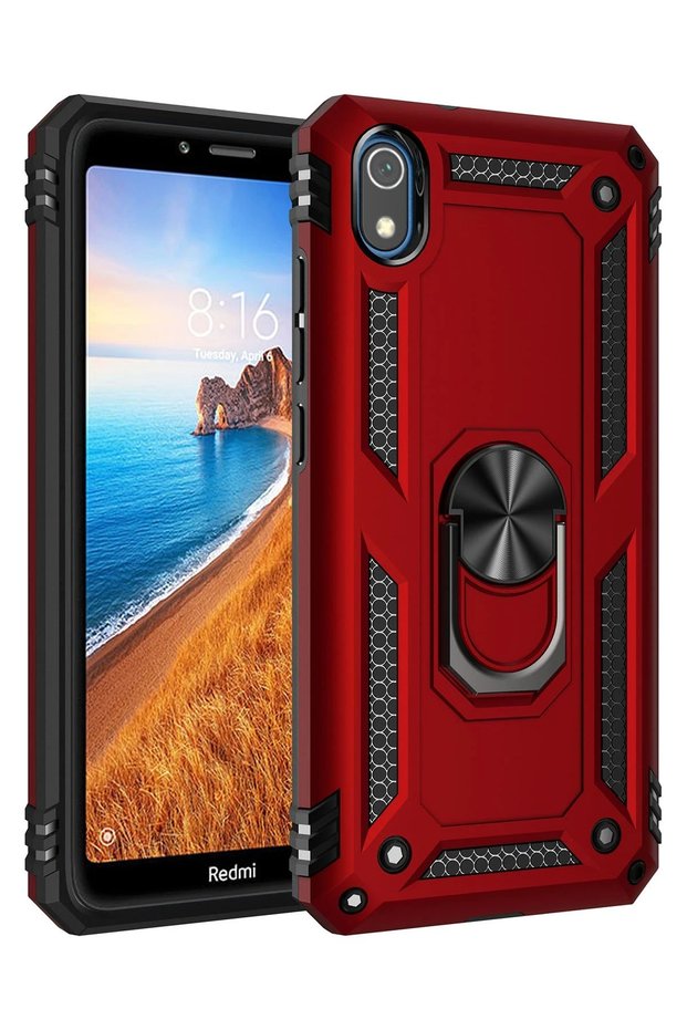 Aconcept Redmi 7A Case Sofia Ringed Silicone Cover (82153) - Red