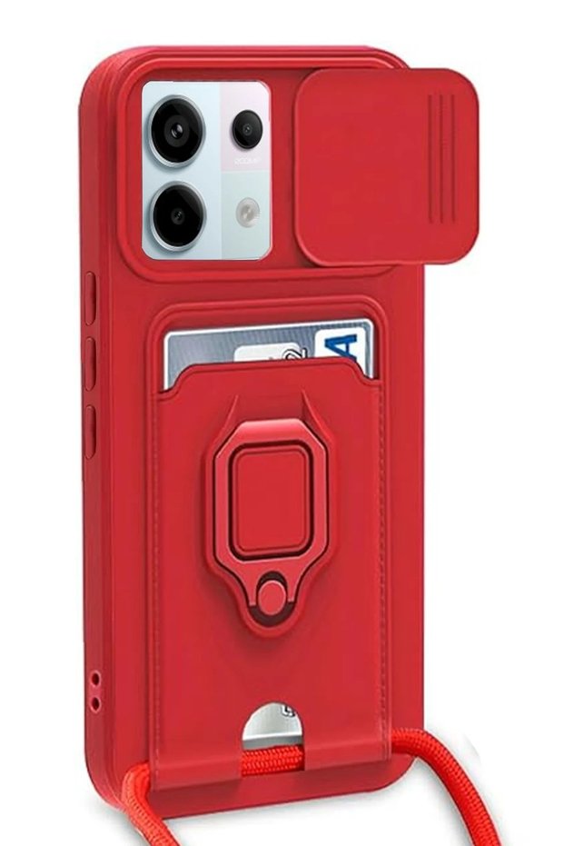 Concepta Newface Redmi Note 13 Pro 5g Case Zuma Silicone with Business Card Holder and Ring (34423) - Red