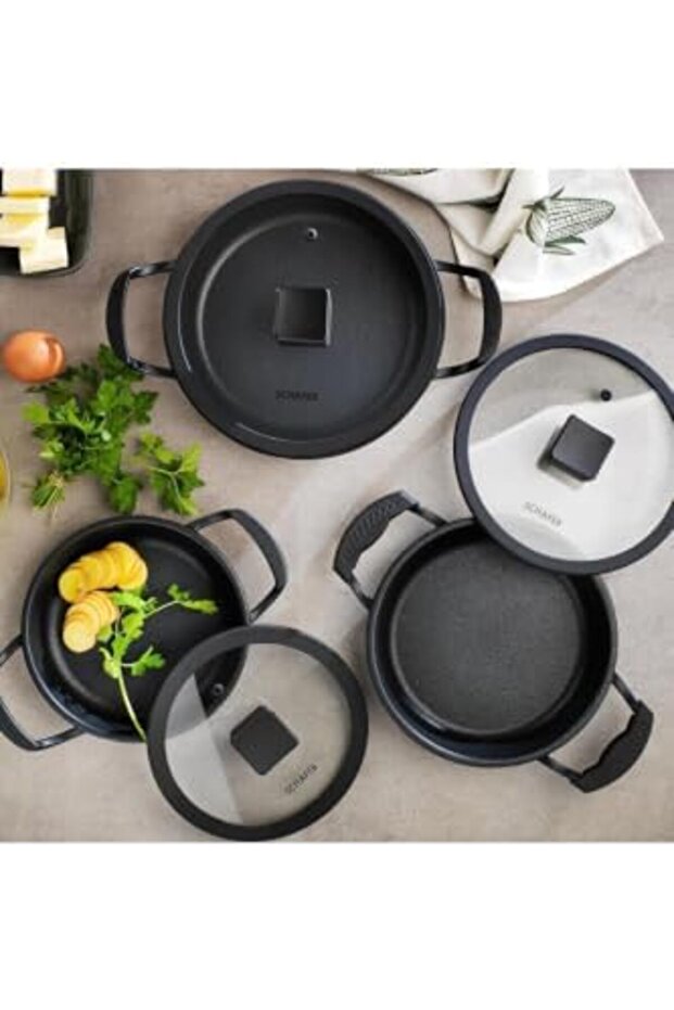 Albemo Hektor 3-Piece Cast Iron Pan Set 6 Pieces-Black 888483