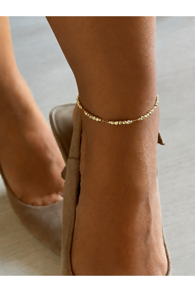 Anti-Tarnish Ball Beaded Chain Steel Anklet