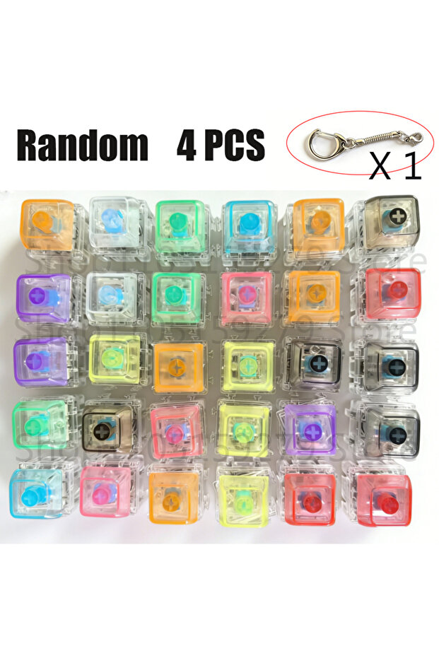 Random 4PCS /LED free assembly keyboard keychain Fidget toy crystal clicker sensory toy stress relie
