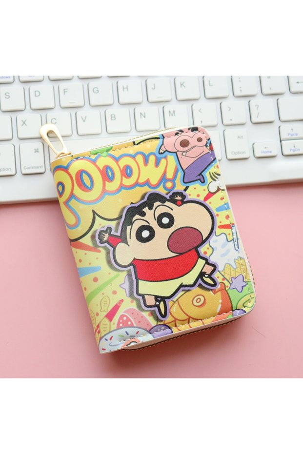 Bandai Shin-chan A 2025 New Crayon Shin-chan Cute Compact Coin Purse Cartoon Anime Short Zipper Wall