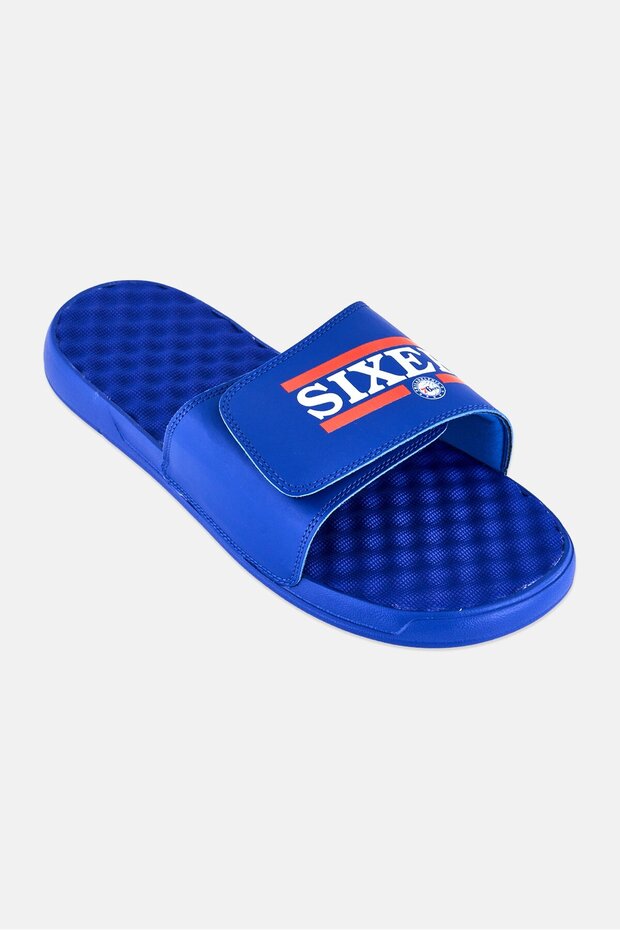 Men Philadelphia 76ers Bar Slip On Slides, Blue