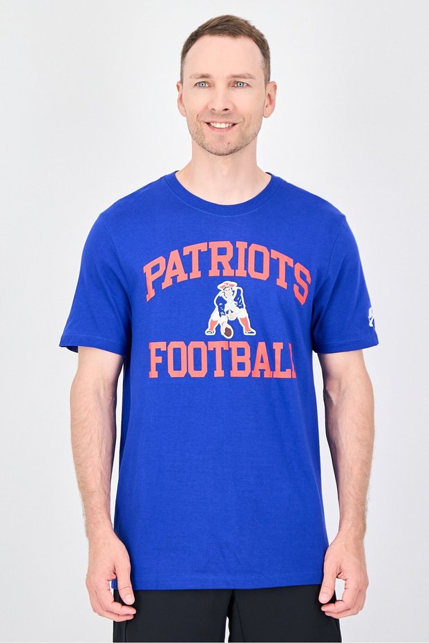 Men Sportswear Fit Short Sleeve Patriots Football Logo Outdoor T-Shirt, Blue