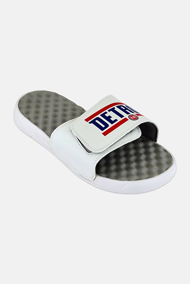 Men Detroit Pistons Bar Logo Slip On Slides, White