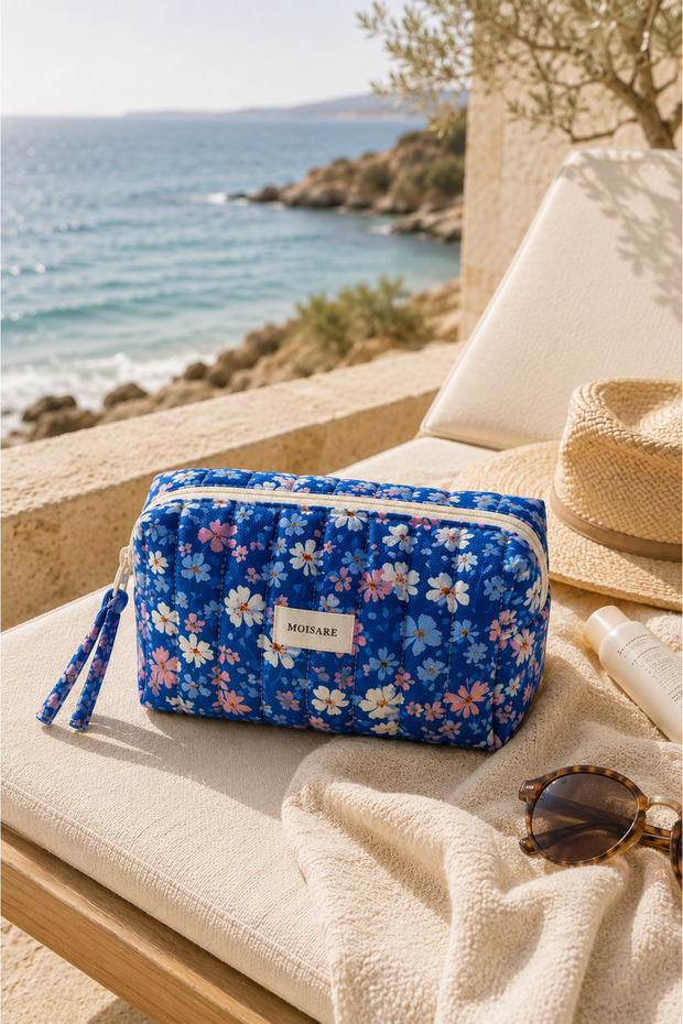 Makeup Bag Quilted Organizer - Travel Cosmetic Organizer Zippered Multi-Purpose Women's Bag 20X10X7 cm