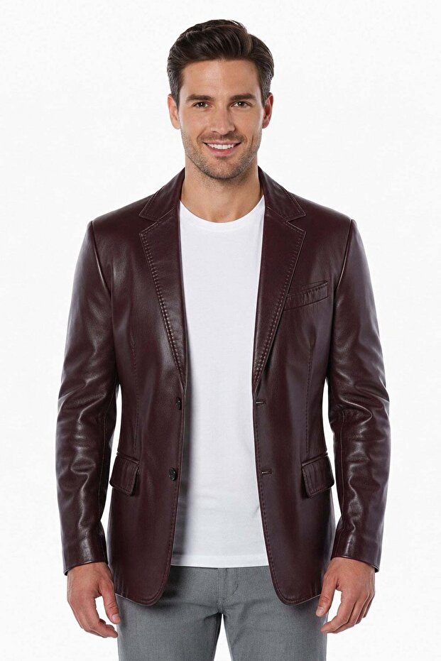 Bordo Lou Men's Genuine Leather Blazer Jacket