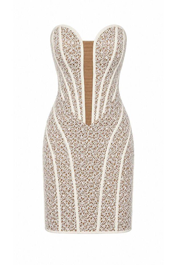 Balen Formlu Lace Detailed Dress Ecru