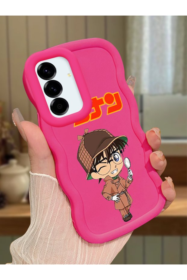 Samsung Galaxy A56 Compatible Case Camera Protector Red Silicone Couple Phone Case Conan Pattern
