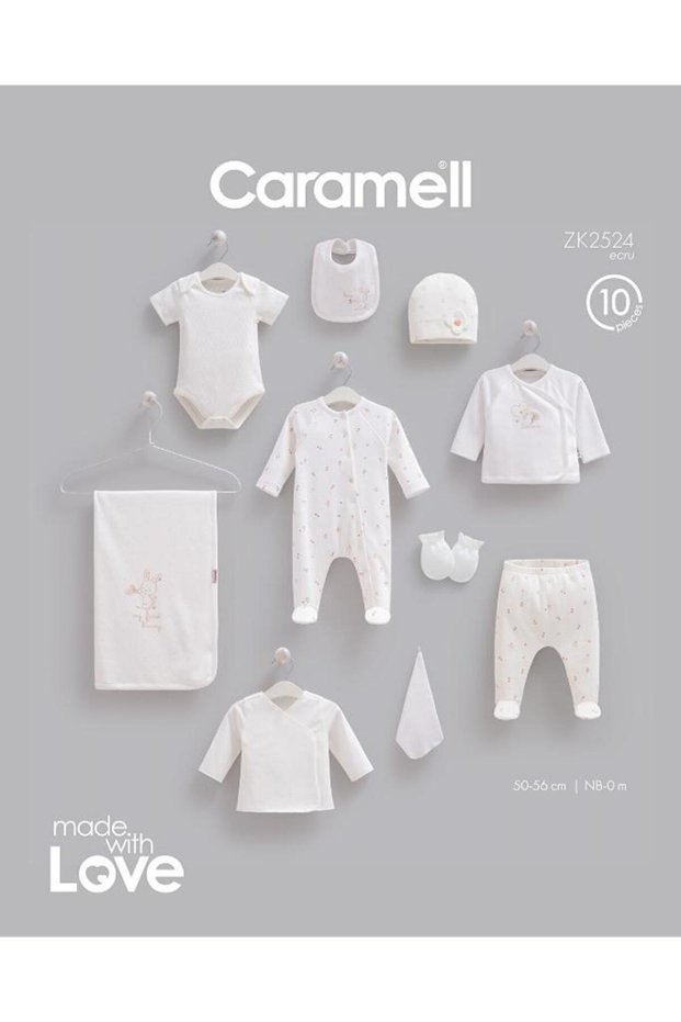 100% Cotton Love Bunny 10-Piece Hospital Discharge Set 0-3 Months 50-56 cm Ecru Crml.Zk2524.Ekr