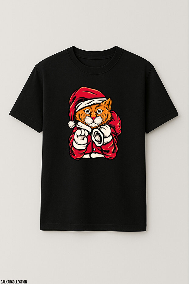 Unisex Oversize Christmas Cat Tshirt