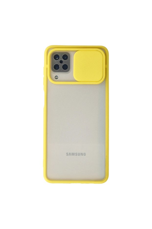 Samsung Galaxy A12 Case Palm Frosted Camera Sliding Silicone - Yellow