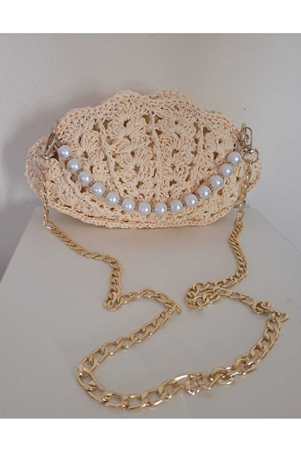 Hand Knitted Musselmodel Women's Bag