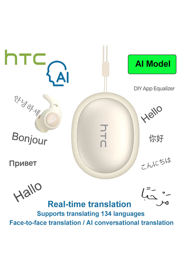 سماعات أذن لاسلكية بتقنية الذكاء الاصطناعي لتقليل الضوضاء أثناء النوم من HTC الأصلية NE76 مع خاصية الترجمة بالذكاء الاصطناعي