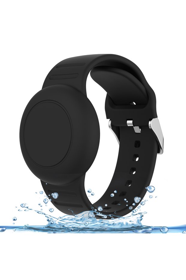 Black Waterproof Case for AirTag Silicone Strap Air Tag Anti-lost Protective Cover for Kids Child..