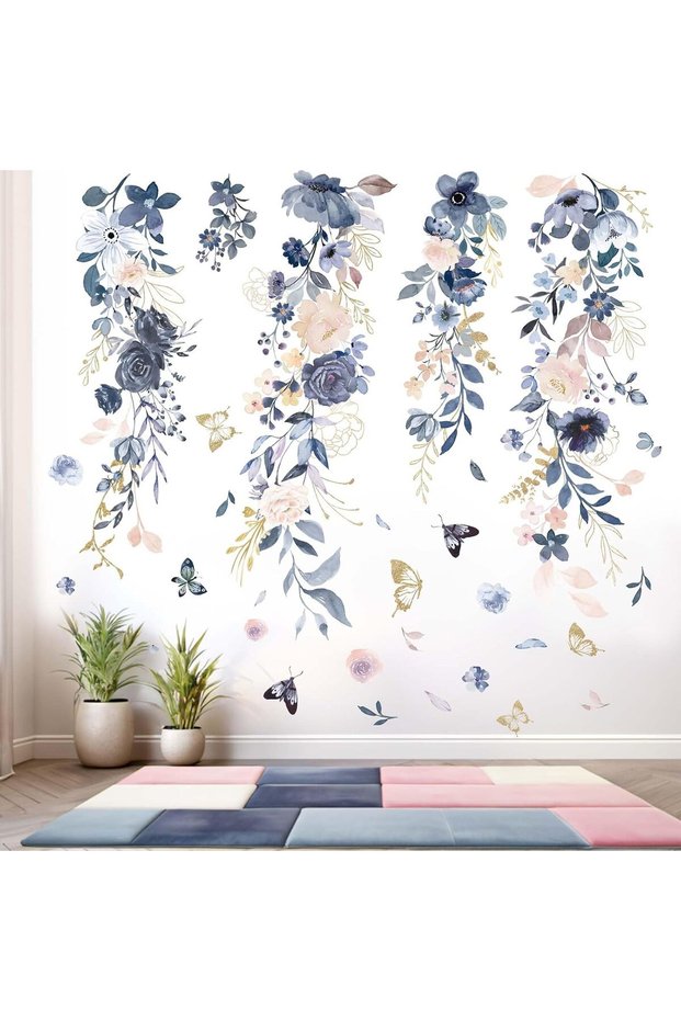 Watercolor Flower Wall Stickers for Girls: Peel and Stick Wall Decals for Baby Nursery Girl Bedroom - Ages 1-12 Years Vinyl Decor