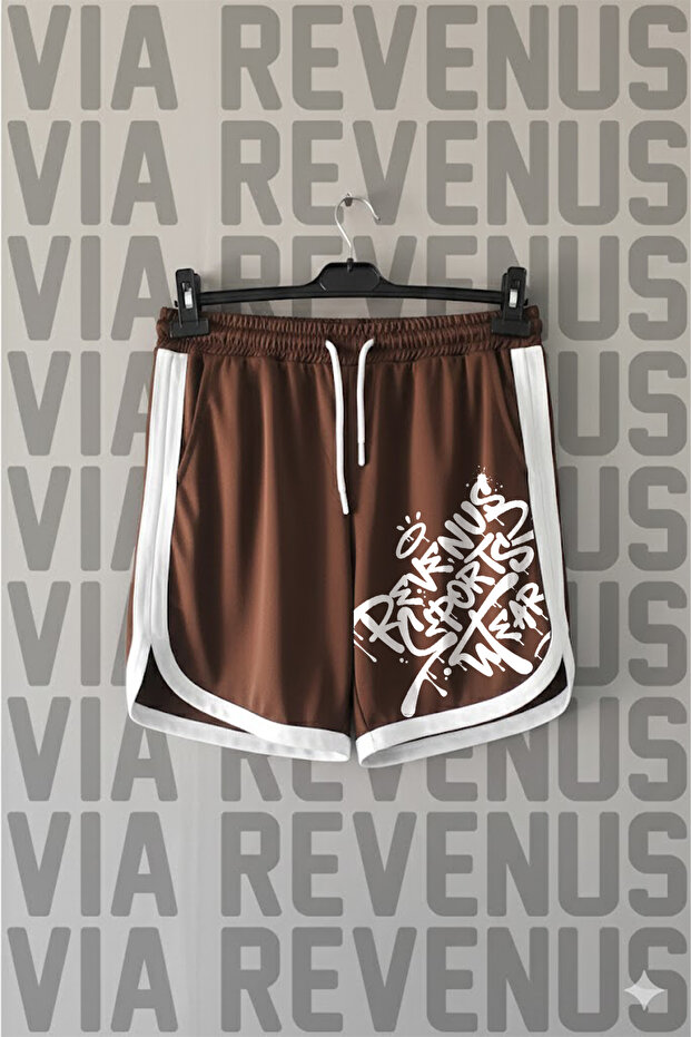 Graffiti Printed Unisex Retro Varsity Sports Training Shorts