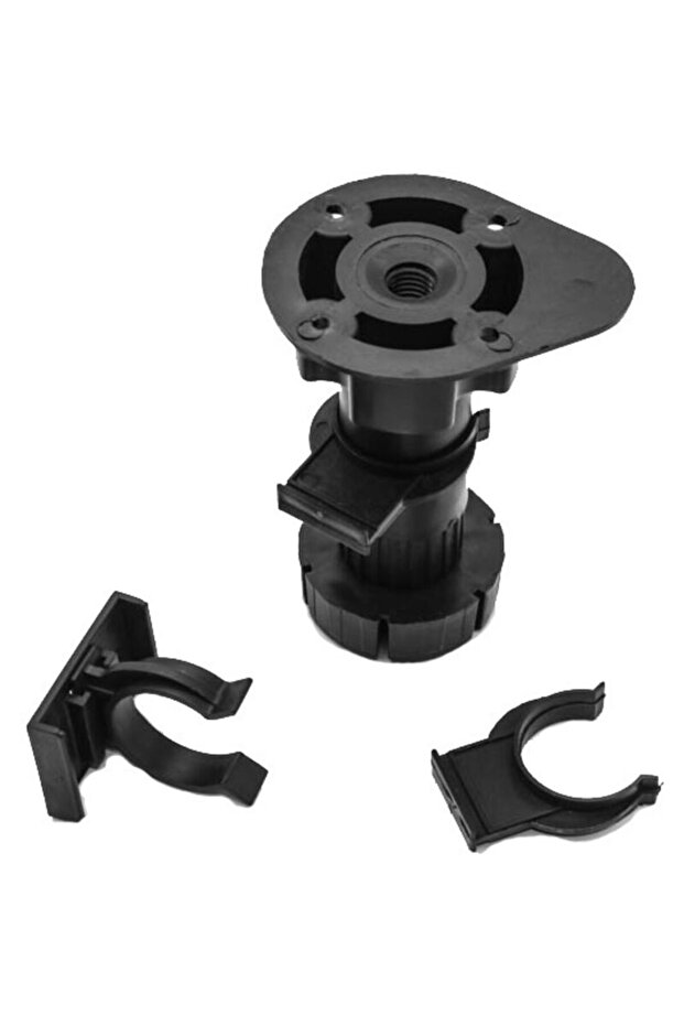 Black, 95mm, set of 4 adjustable feet with accessories, suitable for kitchen/bathroom, made of plastic.