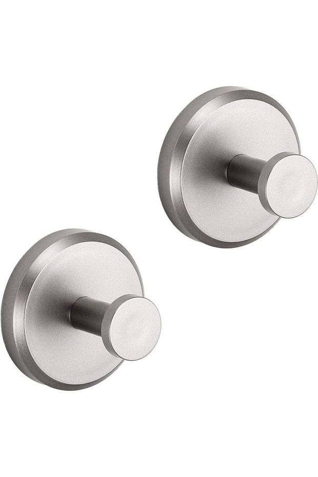 Suction cup hooks for shower rooms, bathrooms, kitchens, with load capacity of up to 7 kg—polished matte chrome and brushed nickel (2-pack)