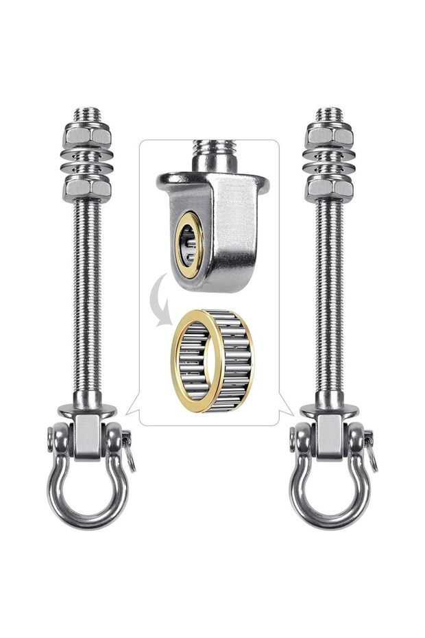 Two heavy-duty hooks for swings, stainless steel wooden beam hoisting bracket with bearings, hanging chairs, porches, patios, playgrounds.