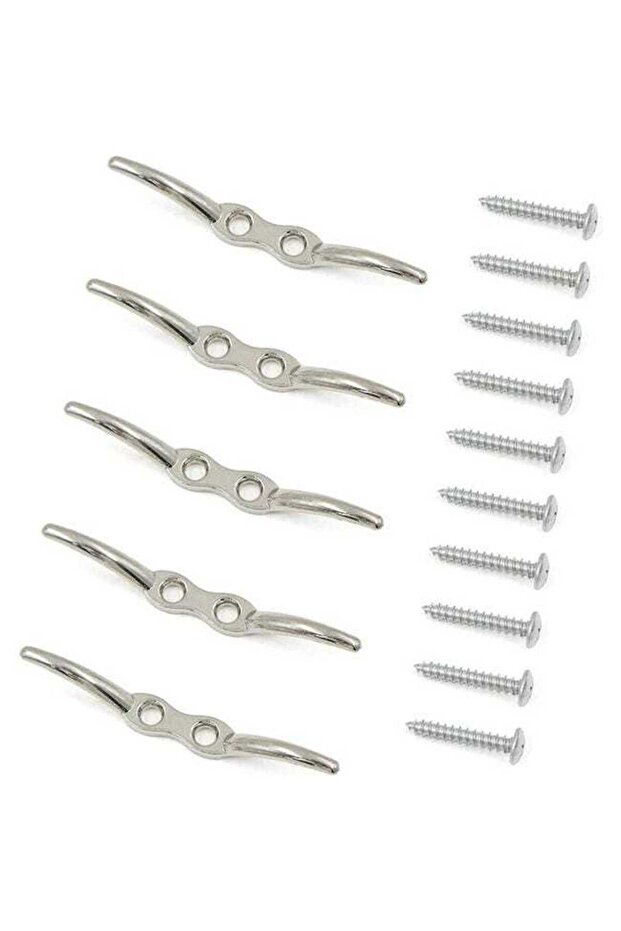 5-piece set of flagpole hooks (6 inches), stainless steel blind mast hooks, cable tie flagpole hooks, including mounting screws