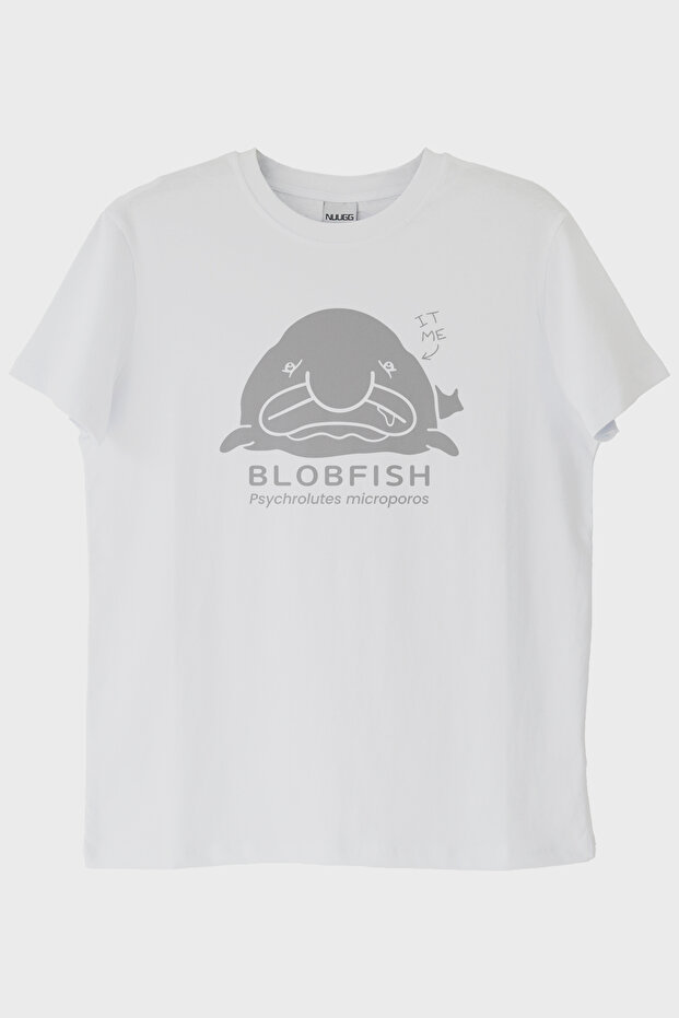 It Me Printed Blobfish Design White T-Shirt