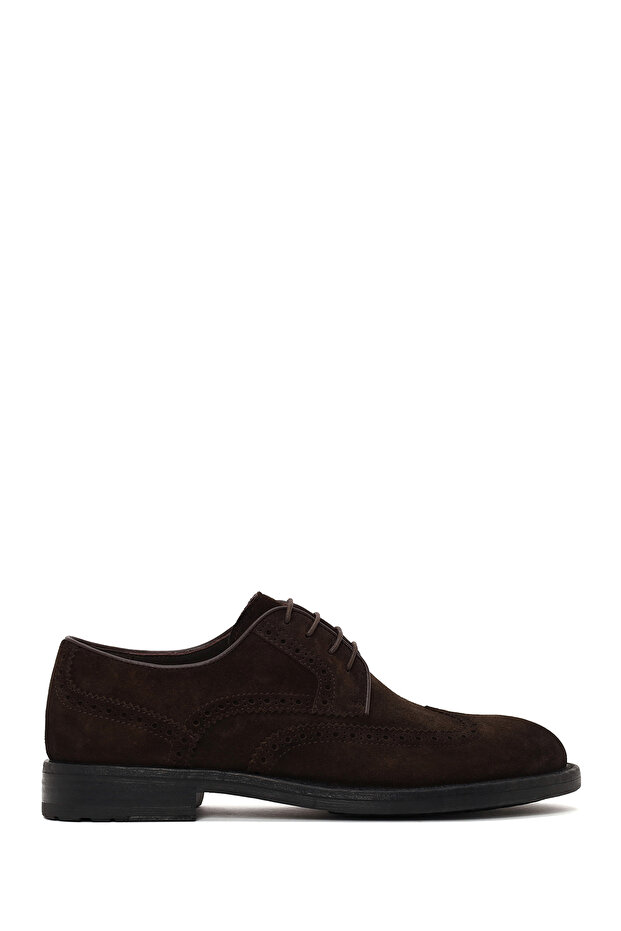 Men's Brown Lace-Up Suede Leather Casual Shoes Wm680041Ds
