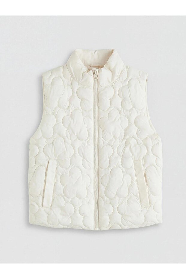 High Collar Quilted Girls' Puffer Vest (W6)