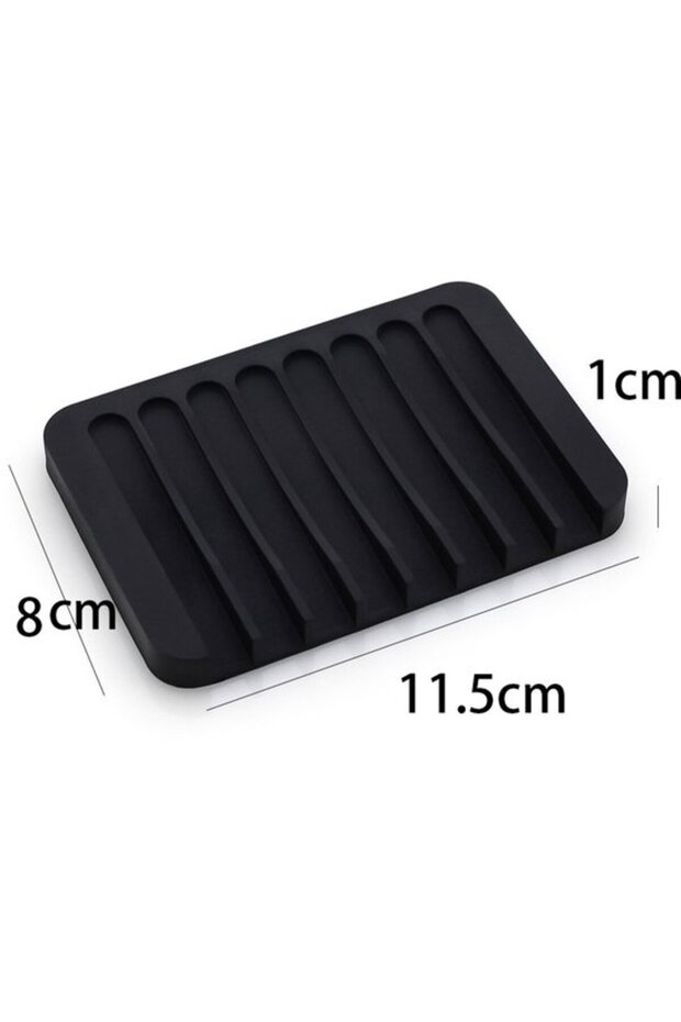 3-Piece Self-Draining Silicone Soap Dish, Flexible Bump-Proof Soap Drain Holder for Shower & Kitchen Counter, Black