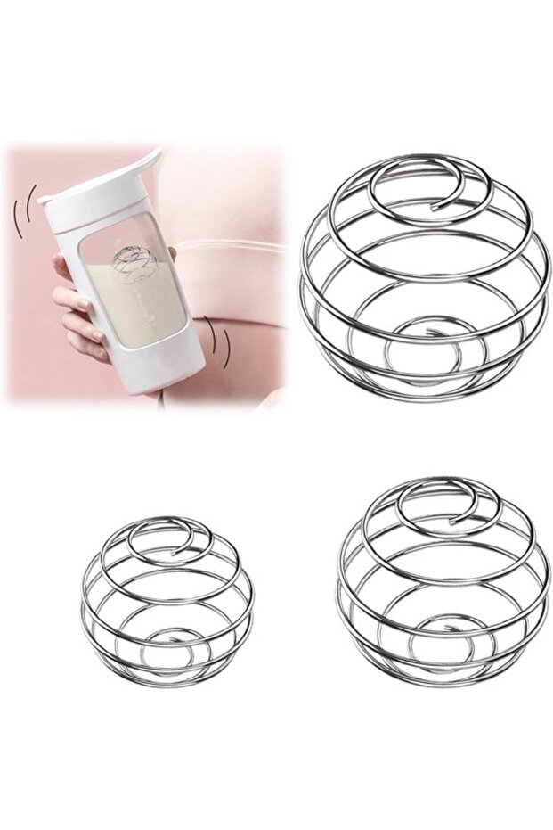 3-Piece Anti-Clumping Blender Pack Bottled Blender Egg Beater Stainless Steel Mixing Ball Protein Shaker Cups Mixed Drinks