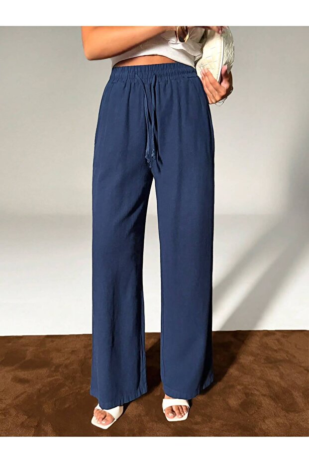 بنطلون كتان مطاطي