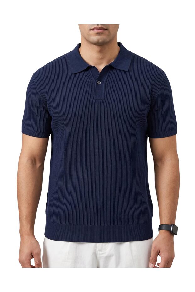 Men's Cotton Textured T-Shirt, Short Sleeve Crew Neck Casual Top