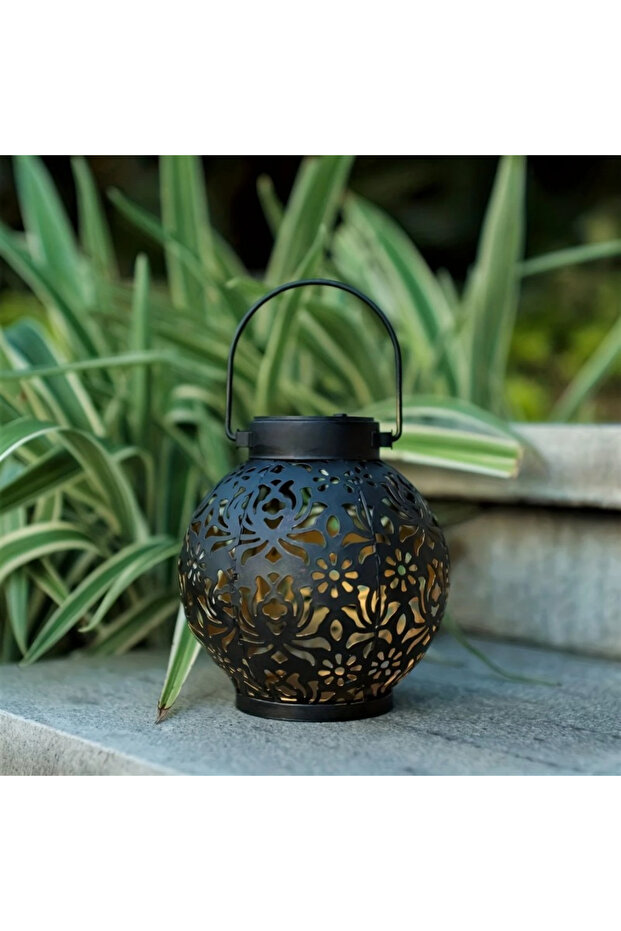 Solar-Powered Hanging Metal Rose Lantern - Wrought Iron Landscape Atmosphere Light for Courtyards, Gardens & Holidays