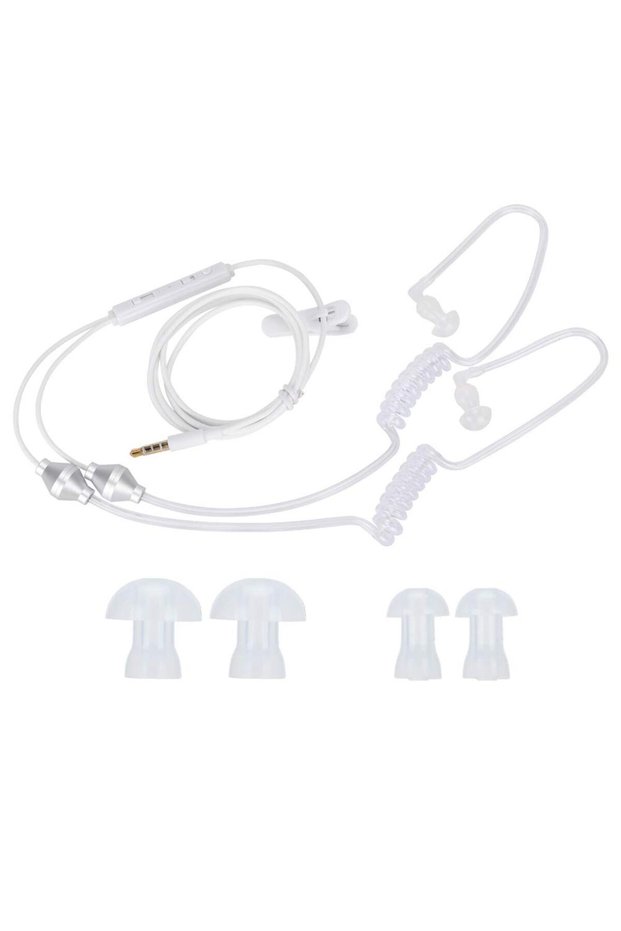Air-acoustic tube headphones, dual-helix anti-radiation headphones for mobile phones, earbud microphone noise-canceling headphones, 3.5mm.