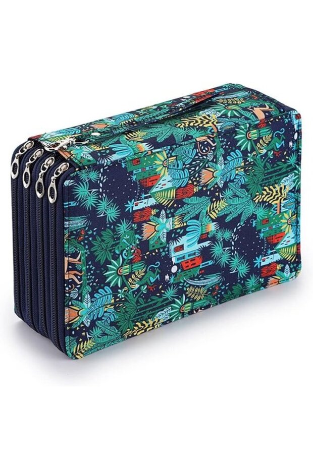 200 Zippered Compartments Art Supplies Wraparound Sleeve Case Pencil Marker