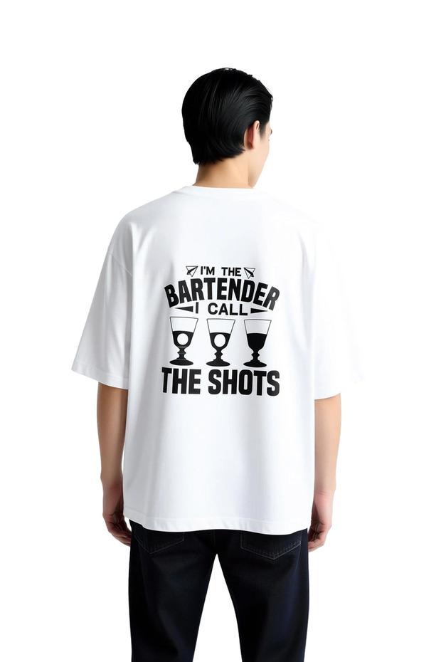 تي شيرت رجالي كبير الحجم مطبوع عليه طباعة فكاهية، تصميم Bartender Theme Command Authority، طباعة جرافيكية، مريح للاستخدام اليومي
