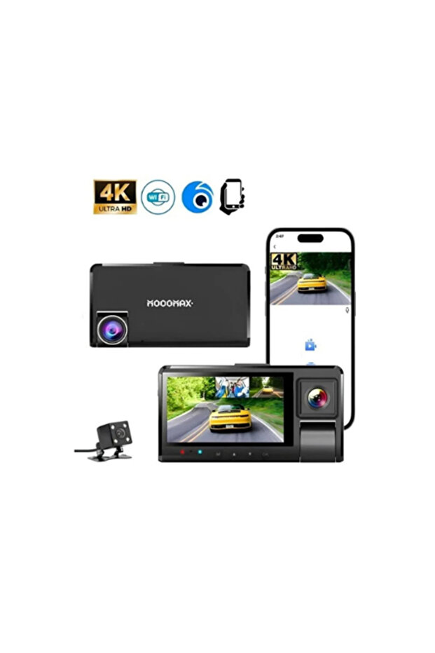 Mog Max Dash Cam for K 4K Three Lens Front Rear Inside